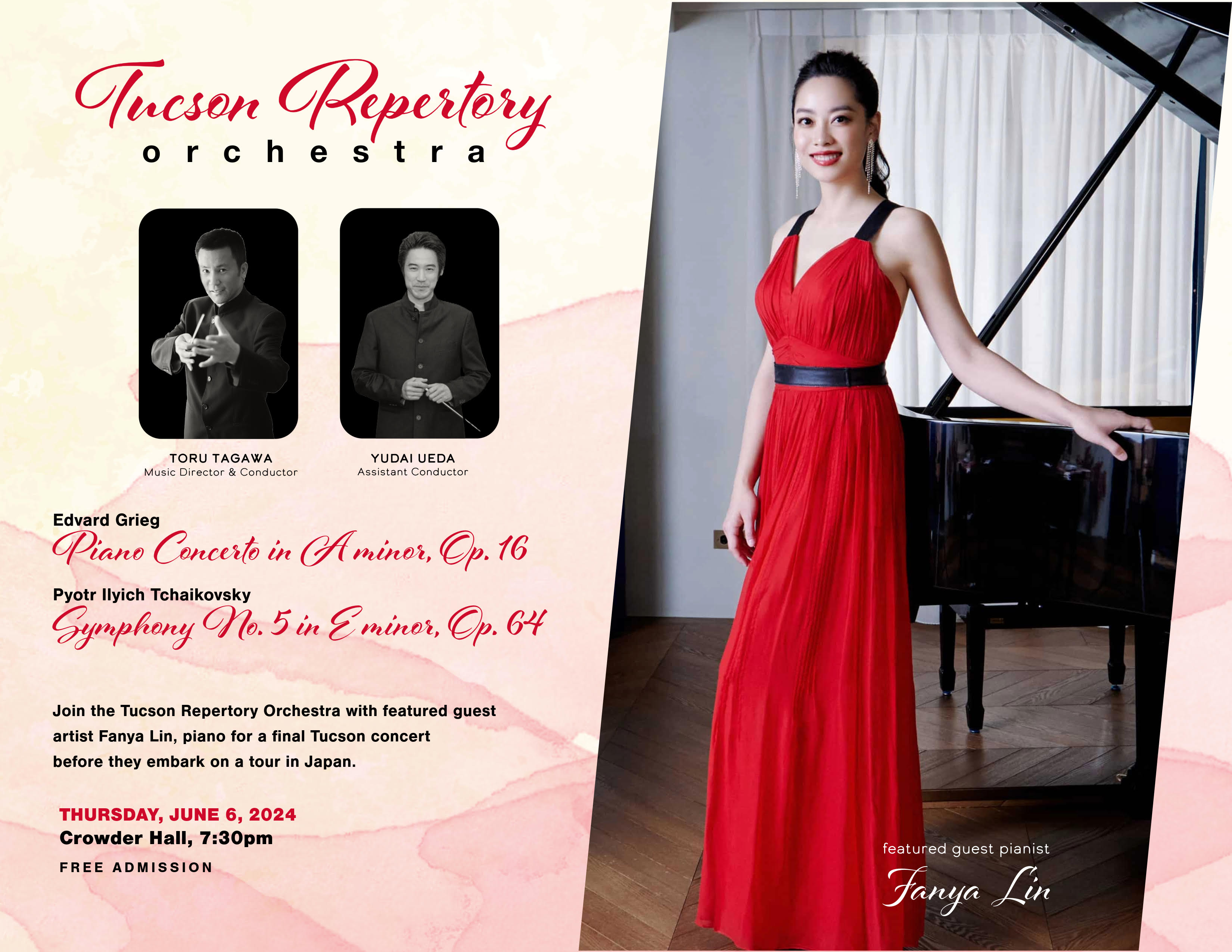 Tucson Repertory Orchestra, Concert, June 6, 2024730pm, Crowder Hall